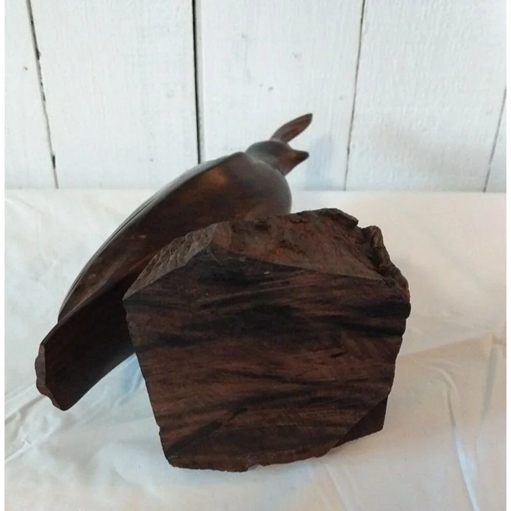 Vintage Hand Carved Quail Brown Iron Wood Sculpture Figurine 10